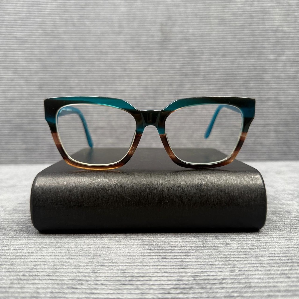 vTEA Teal Brown Square Eyeglass Frames‎ 53-17-140
